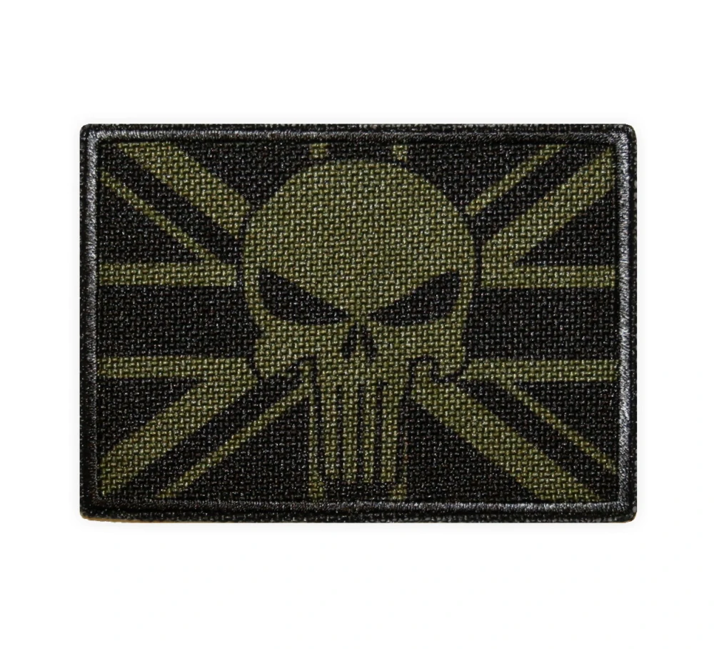 Nášivka vlajka Velká Británie punisher oliv green