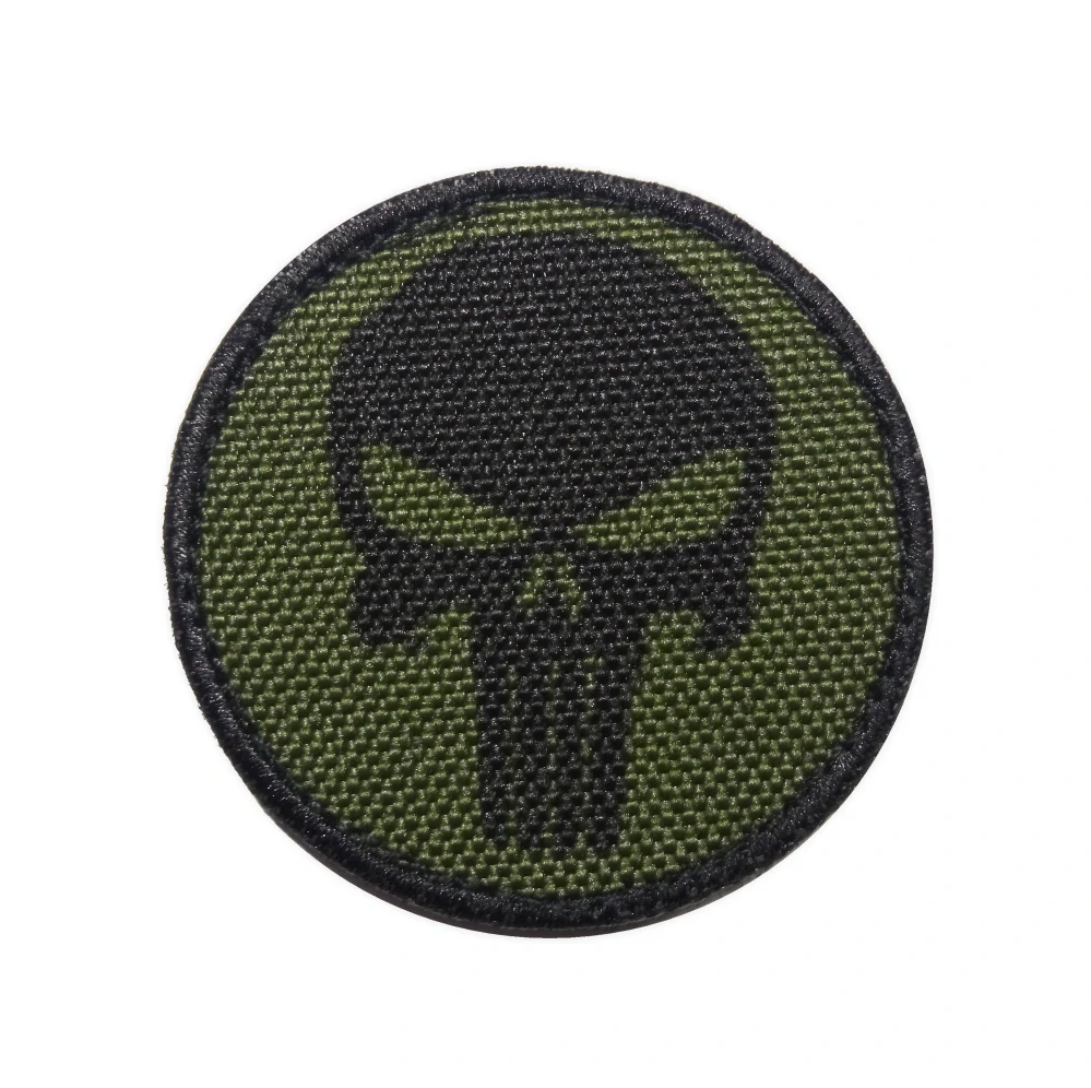 Nášivka malá kulatá Punisher oliv green