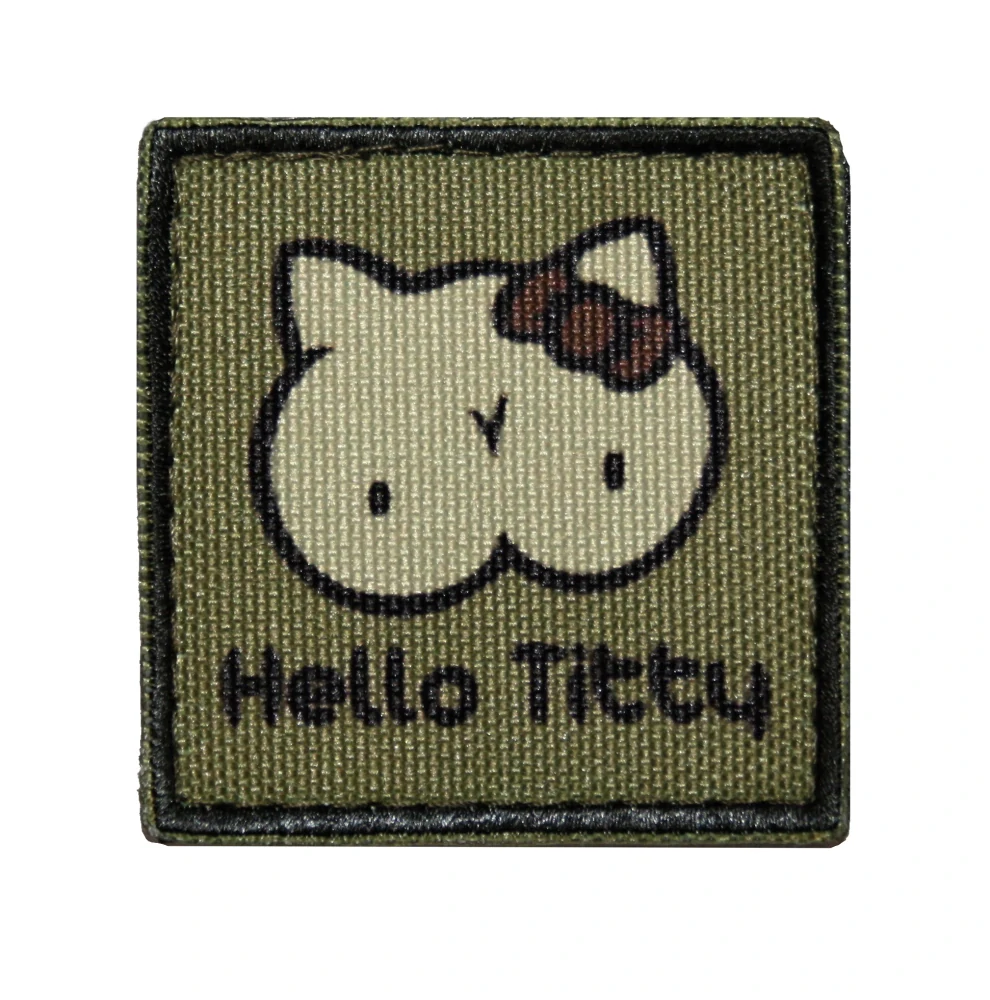 Nášivka malá Hello Titty oliv