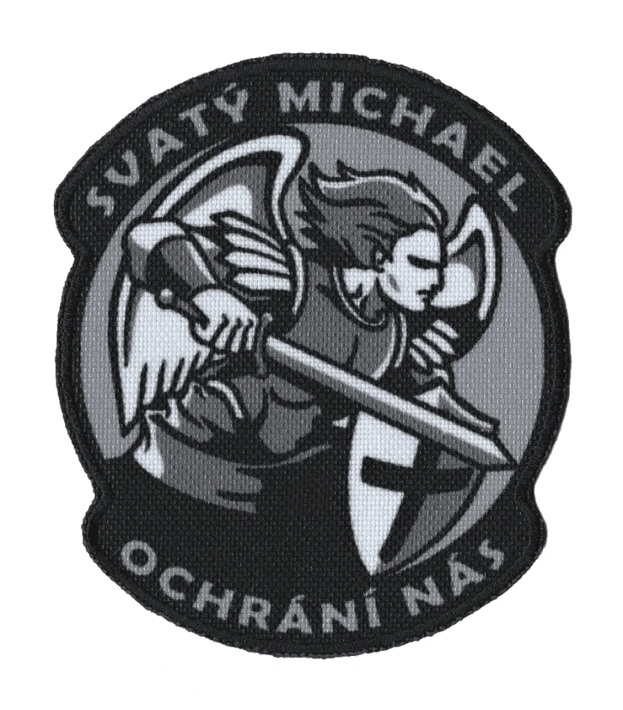 Nášivka Svatý Michael ochrání nás černobílá