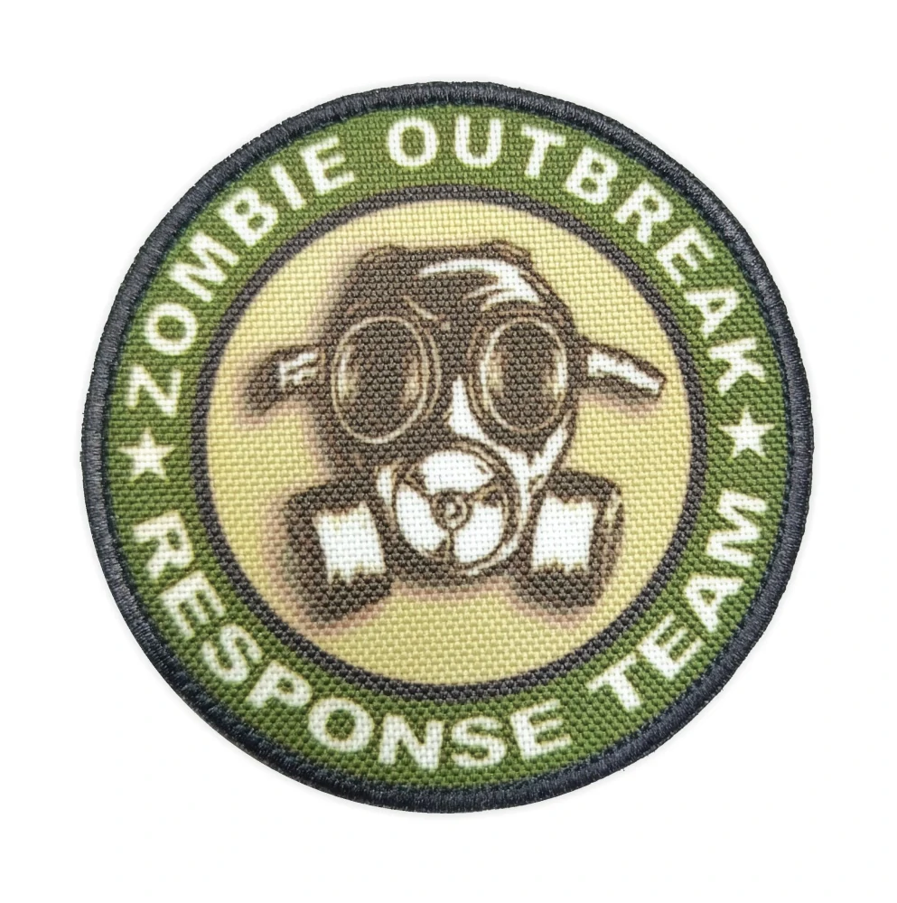 Nášivka Zombie Outbreak, plynová maska oliv