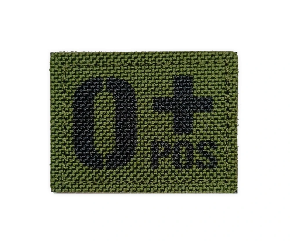 Nášivka vypalovaná, krevní skupina 0+ oliv green
