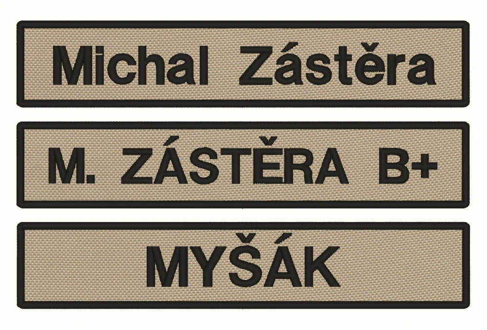 Nášivka JMENOVKA 13 x 2,5 cm vlastní text Písková