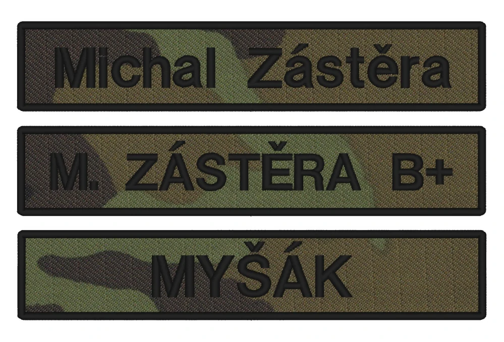 Nášivka JMENOVKA maskovací 13 x 2,5 cm vlastní text VZ 95