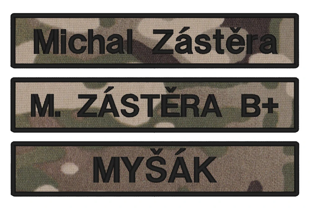Nášivka JMENOVKA maskovací 13 x 2,5 cm vlastní text Multicam