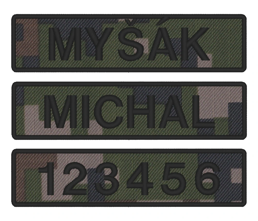 Nášivka JMENOVKA KRÁTKÁ maskovací 10 x 2,5 cm vlastní text VZ 2007