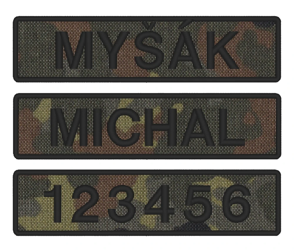 Nášivka JMENOVKA KRÁTKÁ maskovací 10 x 2,5 cm vlastní text Flecktarn