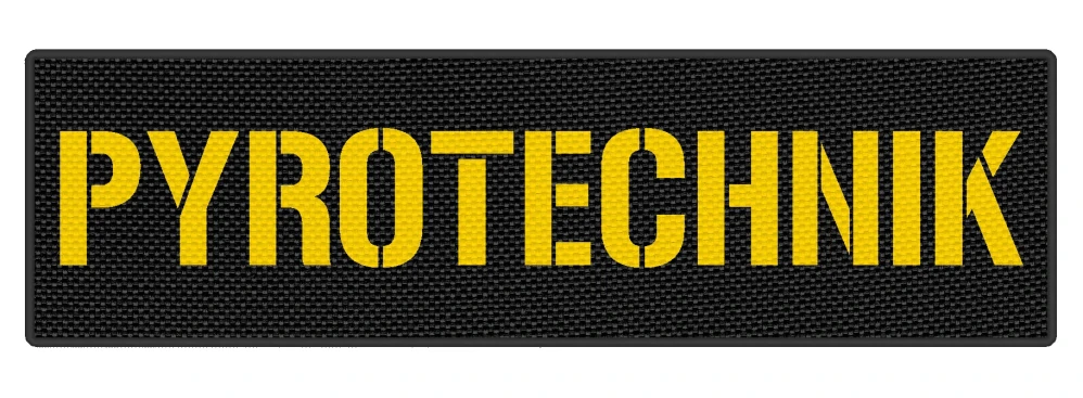Nášivka PYROTECHNIK 26 x 7,5 cm Žlutý text