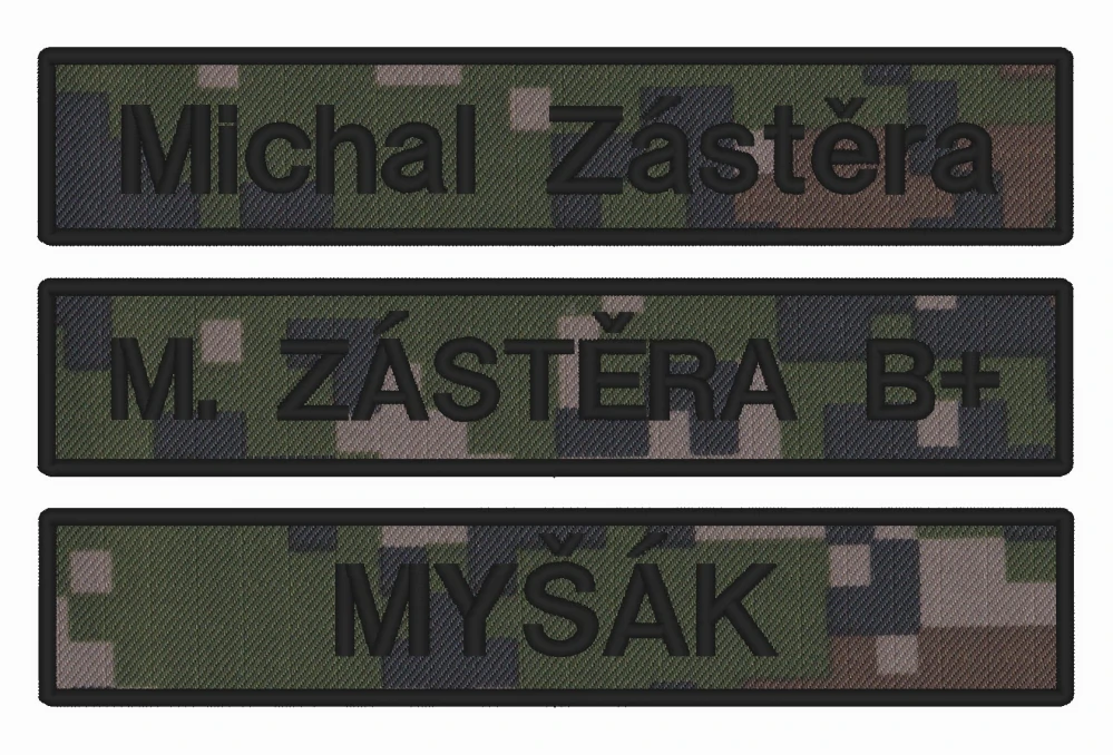 Nášivka JMENOVKA maskovací 13 x 2,5 cm vlastní text  