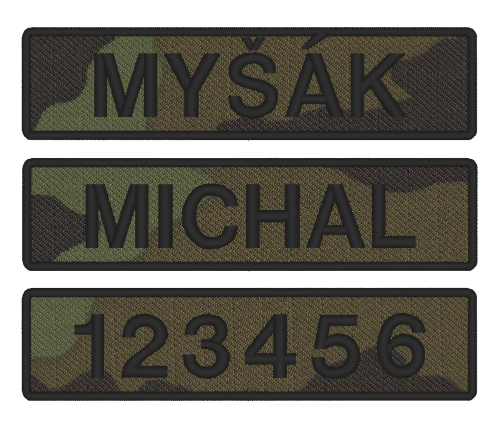 Nášivka JMENOVKA KRÁTKÁ maskovací 10 x 2,5 cm vlastní text VZ 95