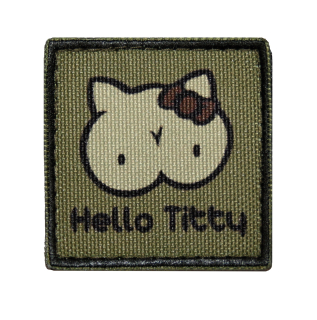 Nášivka malá Hello Titty oliv