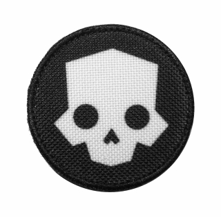 Nášivka malá kulatá Helldivers skull bílá