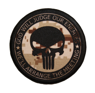 Nášivka kulatá Punisher s textem bojová AOR1