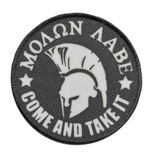 Nášivka velká kulatá Molon labe černá