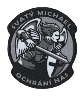 Nášivka Svatý Michael ochrání nás černobílá