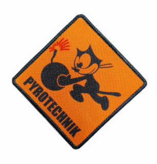 Nášivka Pyrotechnik kocour oranžová