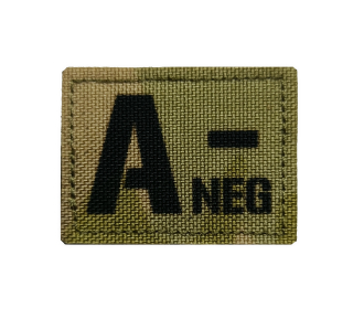 Nášivka vypalovaná, krevní skupina A- multicam
