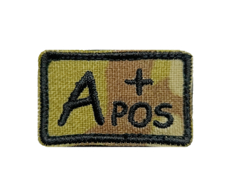 Nášivka vyšívaná, krevní skupina A+ multicam