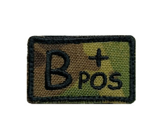 Nášivka vyšívaná, krevní skupina B+ multicam