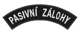Nášivka domovenka PASIVNÍ ZÁLOHY černá, bílý text