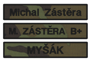 Nášivka JMENOVKA maskovací 13 x 2,5 cm vlastní text  