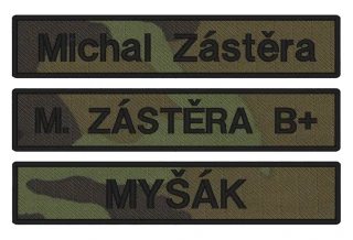 Nášivka JMENOVKA maskovací 13 x 2,5 cm vlastní text  
