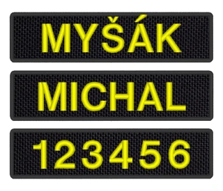 Nášivka JMENOVKA KRÁTKÁ černá 10 x 2,5 cm vlastní text 